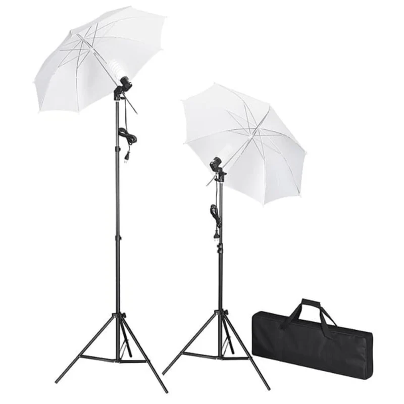 Kit de studio photo professionnel avec toile de fond blanc lampes et parapluies 02_0001491