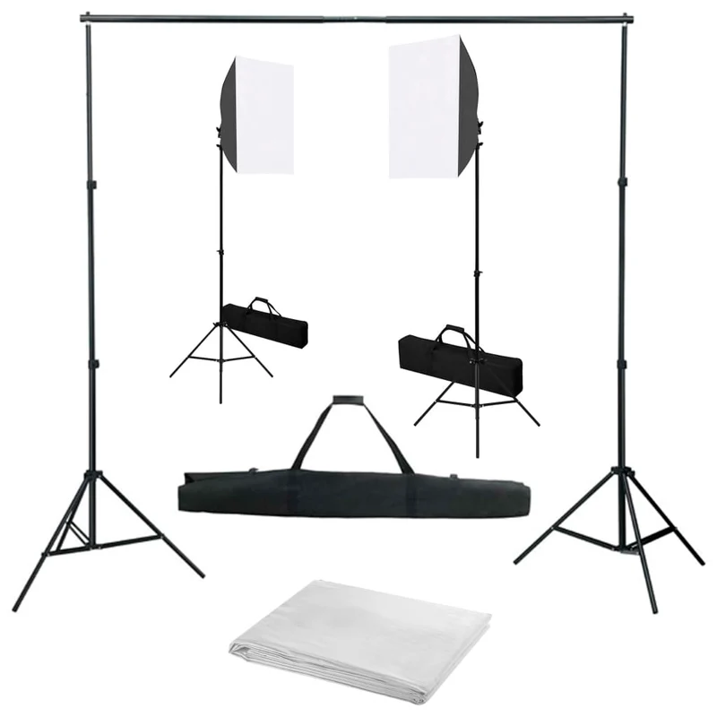 Kit de studio photo professionnel avec boîtes à lumière et toile de fond blanc 02_0001430