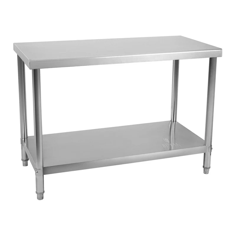 Table de travail cuisine professionnelle 120 x 70 cm capacité de 115 kg acier inox 14_0003683