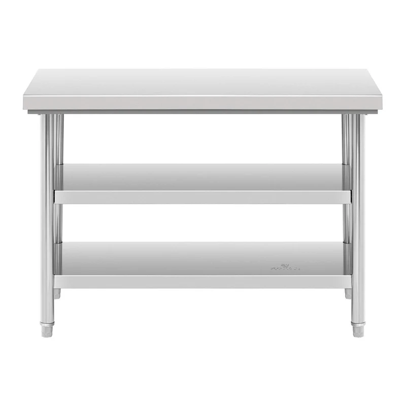 Table de travail cuisine professionnelle 120 x 70 cm capacité de 115 kg acier inox 14_0003683