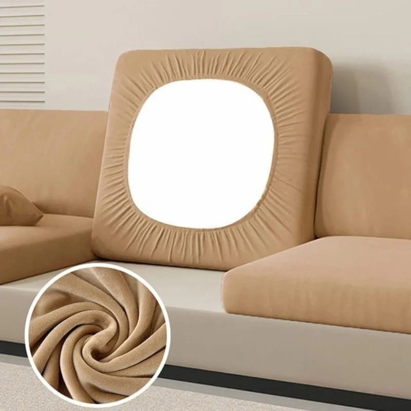 Housse de Coussin Canapé Velours Camel