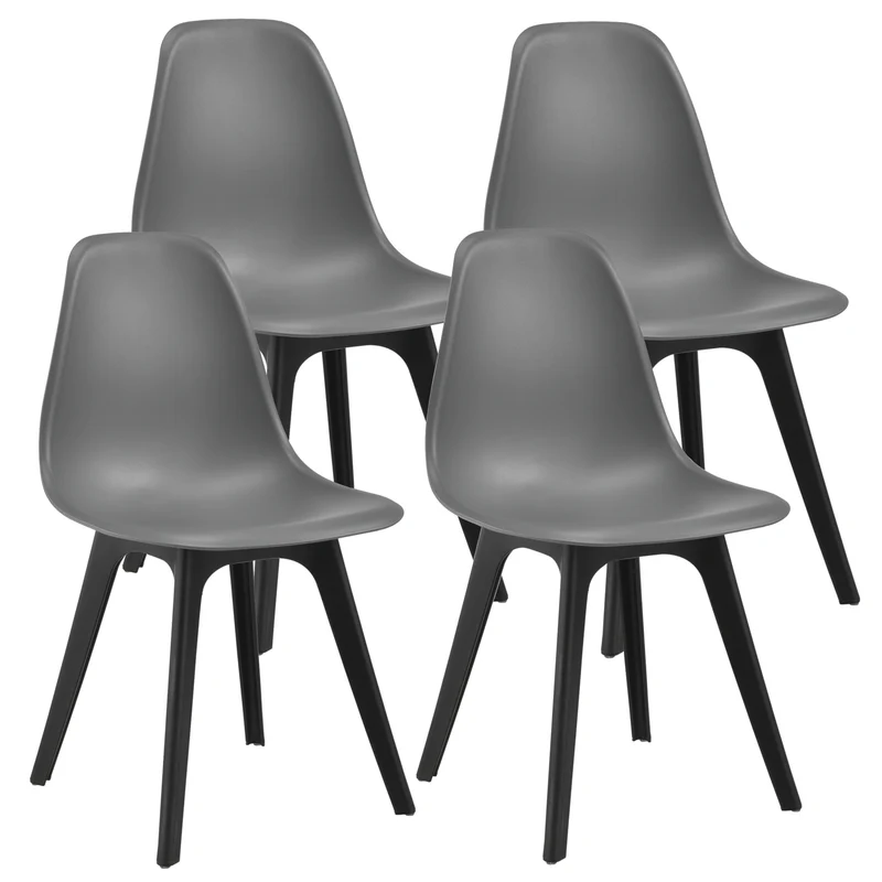 Ensemble de table à manger et chaises set de table à manger et chaises MDF placage acier revêtu par poudre fritté plastique noir gris 120 cm x 60 cm x 75 cm 03_0006943