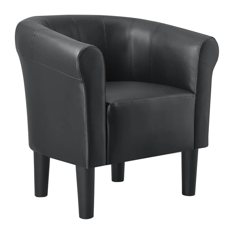 Fauteuil lounge chaise siège synthétique plastique 70 cm noir 03_0001933