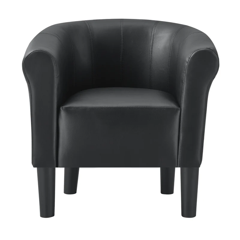 Fauteuil lounge chaise siège synthétique plastique 70 cm noir 03_0001933