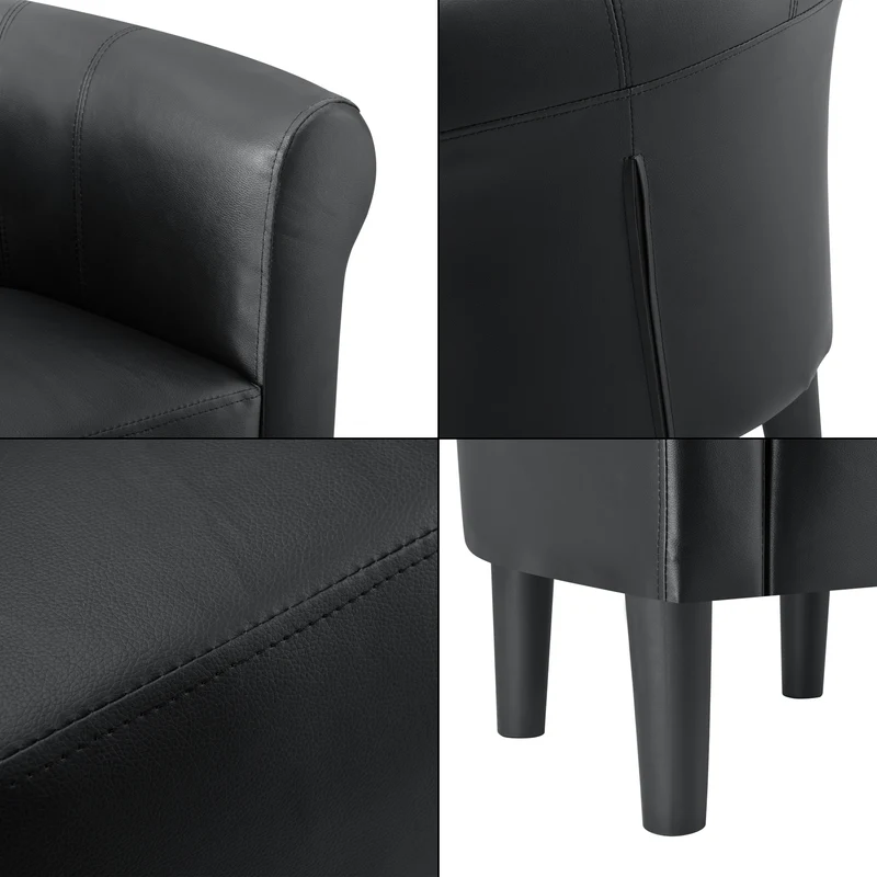 Fauteuil lounge chaise siège synthétique plastique 70 cm noir 03_0001933