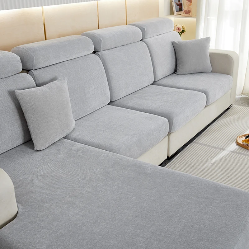 Housse de Coussin Canapé Effet Velours Gris Clair
