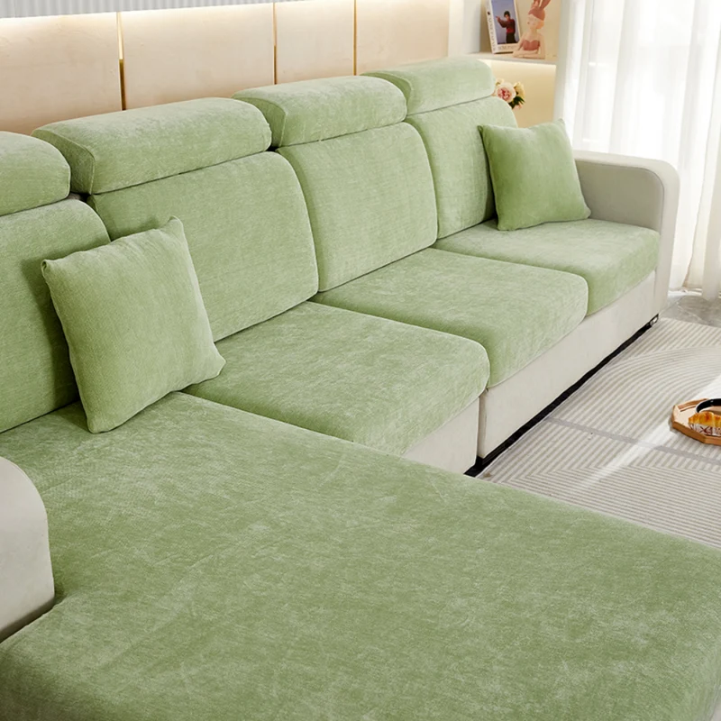 Housse de Coussin Canapé Effet Velours Vert