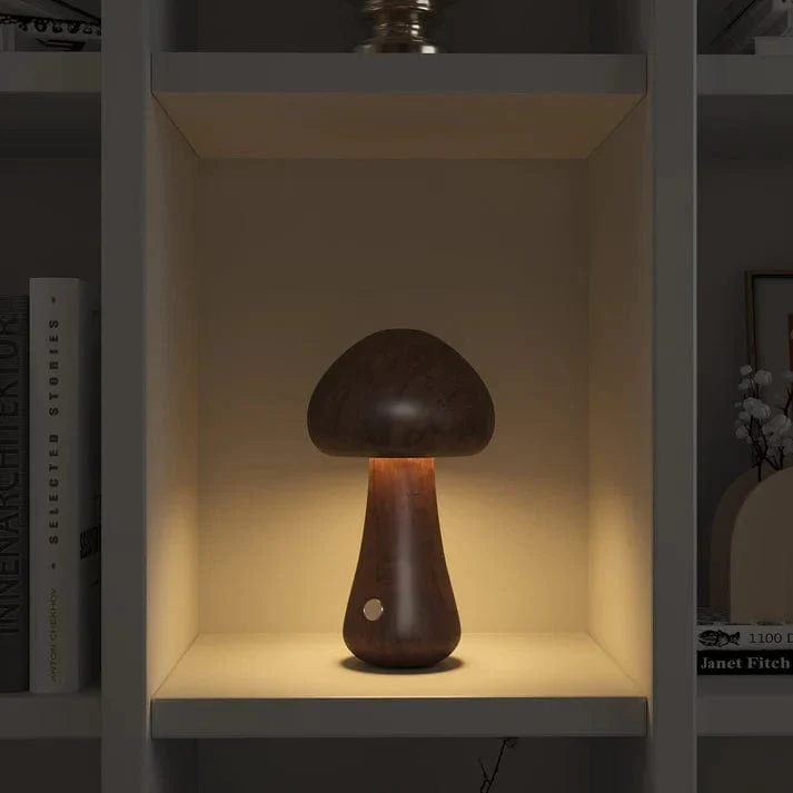 Lampe Champignon en Bois Massif