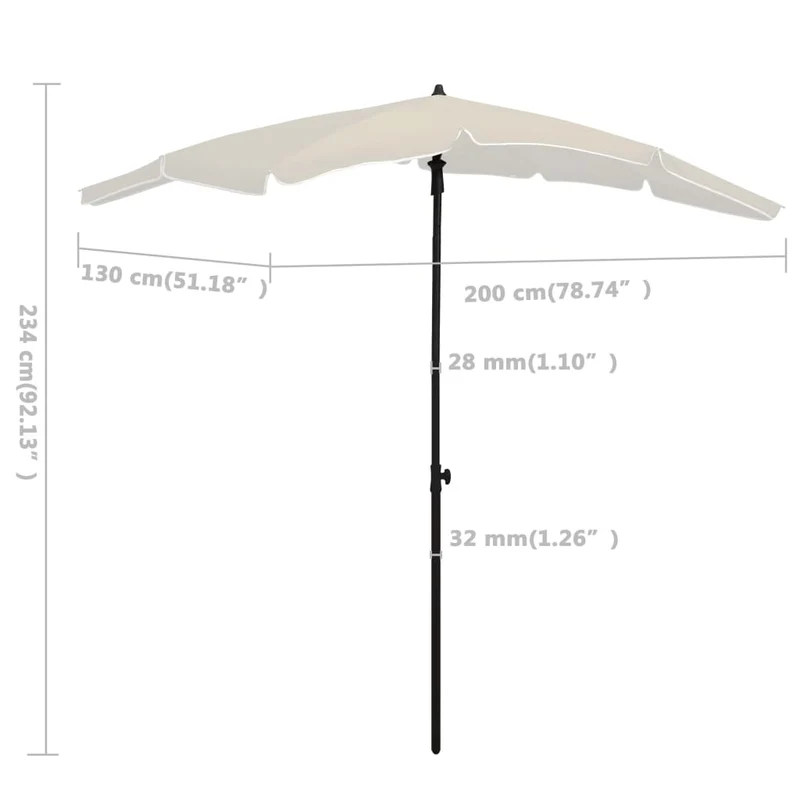Parasol de jardin avec mât 200 x 130 cm sable 02_0008320