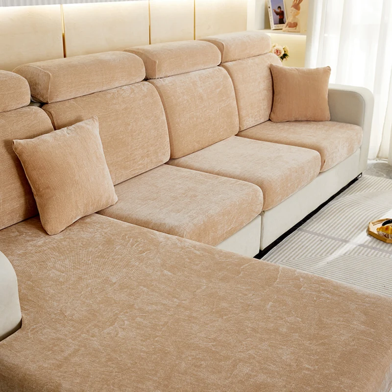 Housse de Coussin Canapé Effet Velours Kaki