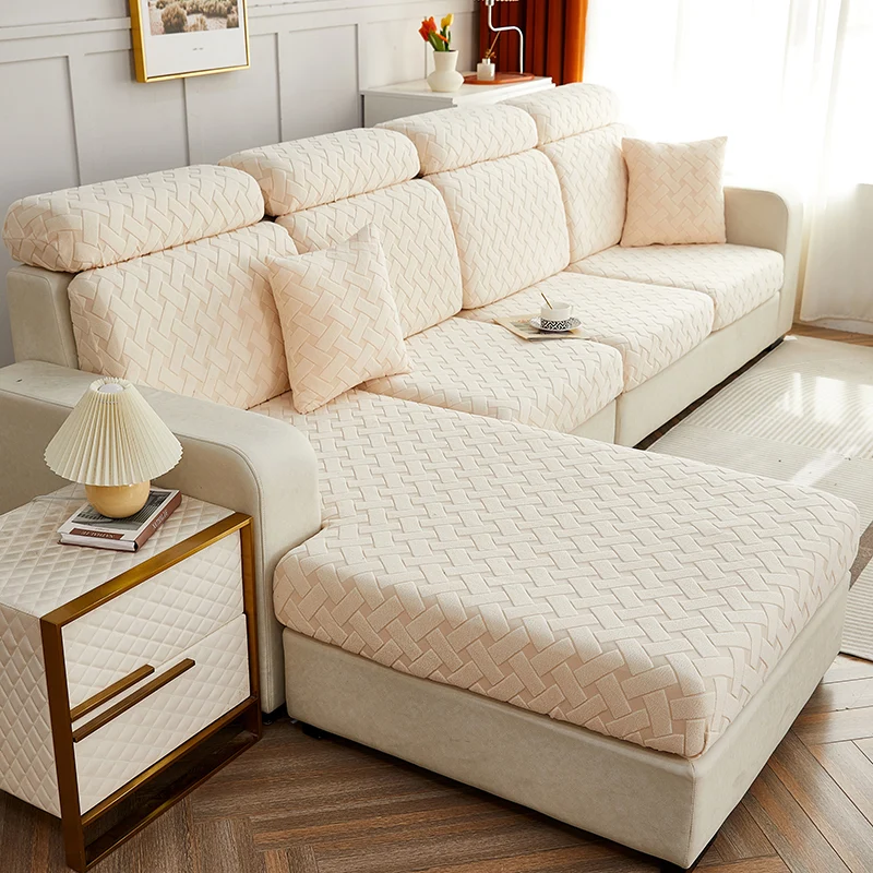Housse de Coussin Canapé Universelle Beige