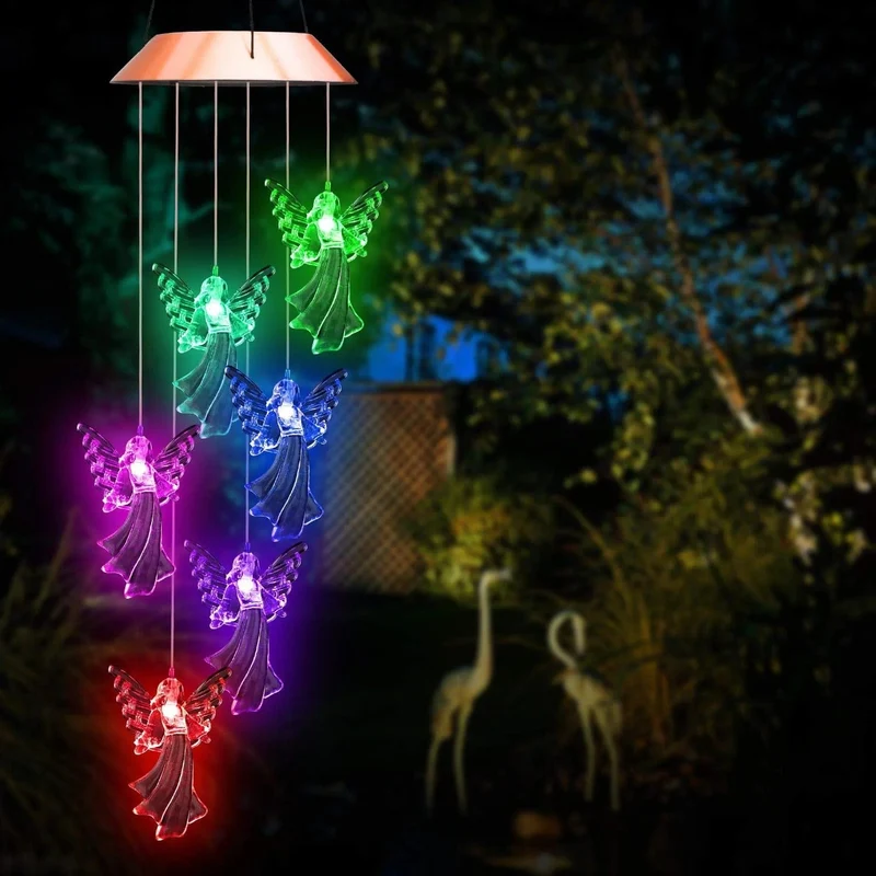 Carillon Solaire Ange-Gardien Effet Cristal