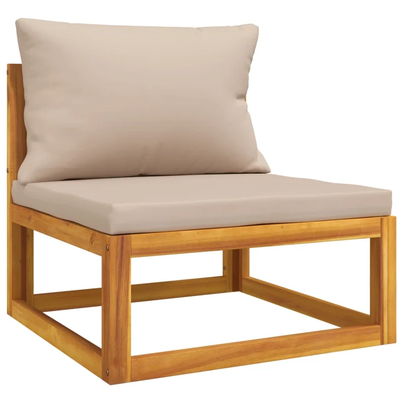 Salon de jardin meuble d'extérieur ensemble de mobilier 4 pièces avec coussins taupe bois massif 02_0016210