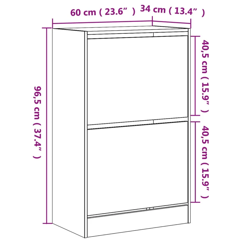 Armoire à chaussures range chaussures rangement meuble entrée couloir salon 60 x 34 x 96,5 cm bois d'ingénierie brun 02_0021574