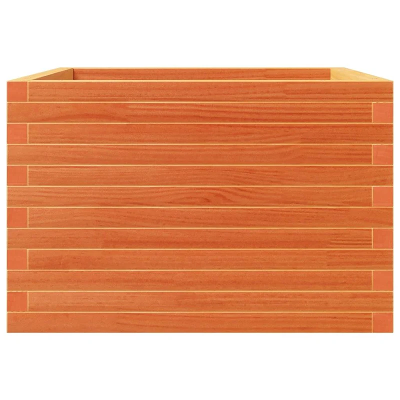 Jardinière bac lit surélevé plantes fleurs terrasse jardin cire 70 x 70 x 46 cm bois de pin massif marron 02_0038491
