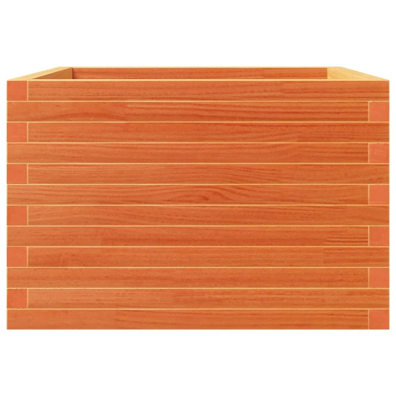 Jardinière bac lit surélevé plantes fleurs terrasse jardin cire 70 x 70 x 46 cm bois de pin massif marron 02_0038491