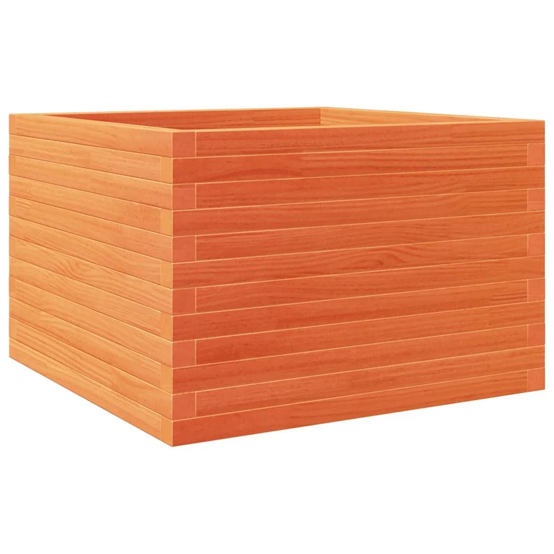 Jardinière bac lit surélevé plantes fleurs terrasse jardin cire 70 x 70 x 46 cm bois de pin massif marron 02_0038491