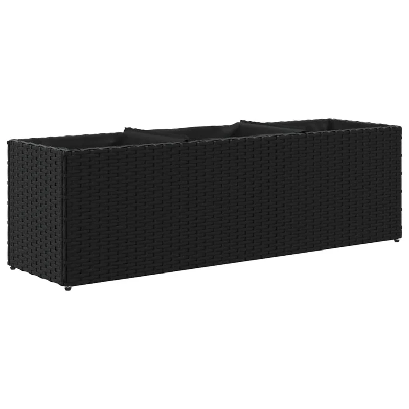 Jardinière bac lit surélevé plantes fleurs jardin terrasses avec 3 pots lot de 2 105 x 30 x 32 cm résine tressée noir 02_0038858