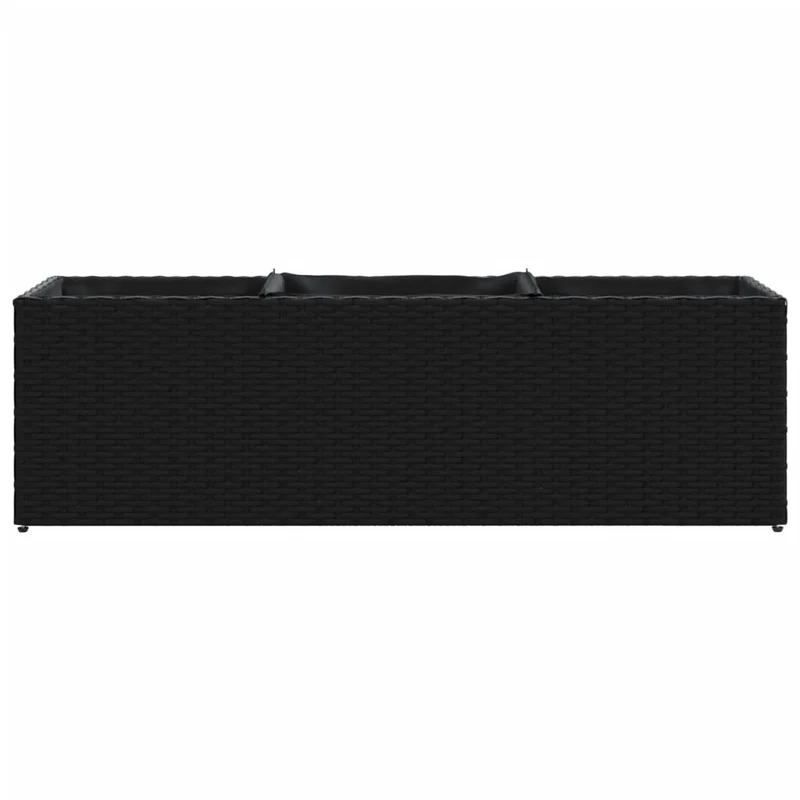 Jardinière bac lit surélevé plantes fleurs jardin terrasses avec 3 pots lot de 2 105 x 30 x 32 cm résine tressée noir 02_0038858
