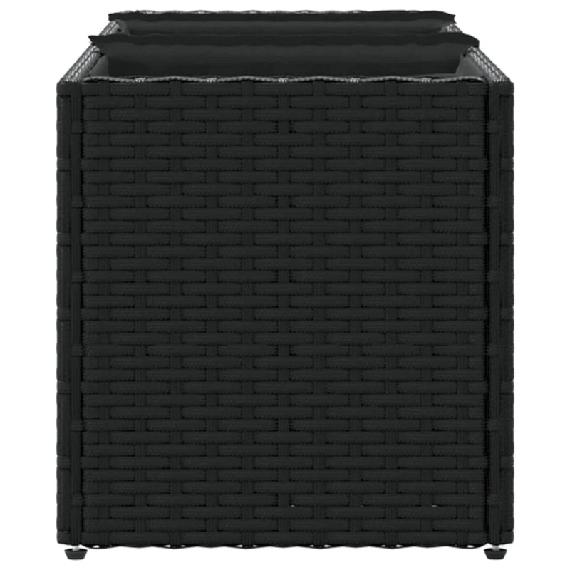 Jardinière bac lit surélevé plantes fleurs jardin terrasses avec 3 pots lot de 2 105 x 30 x 32 cm résine tressée noir 02_0038858