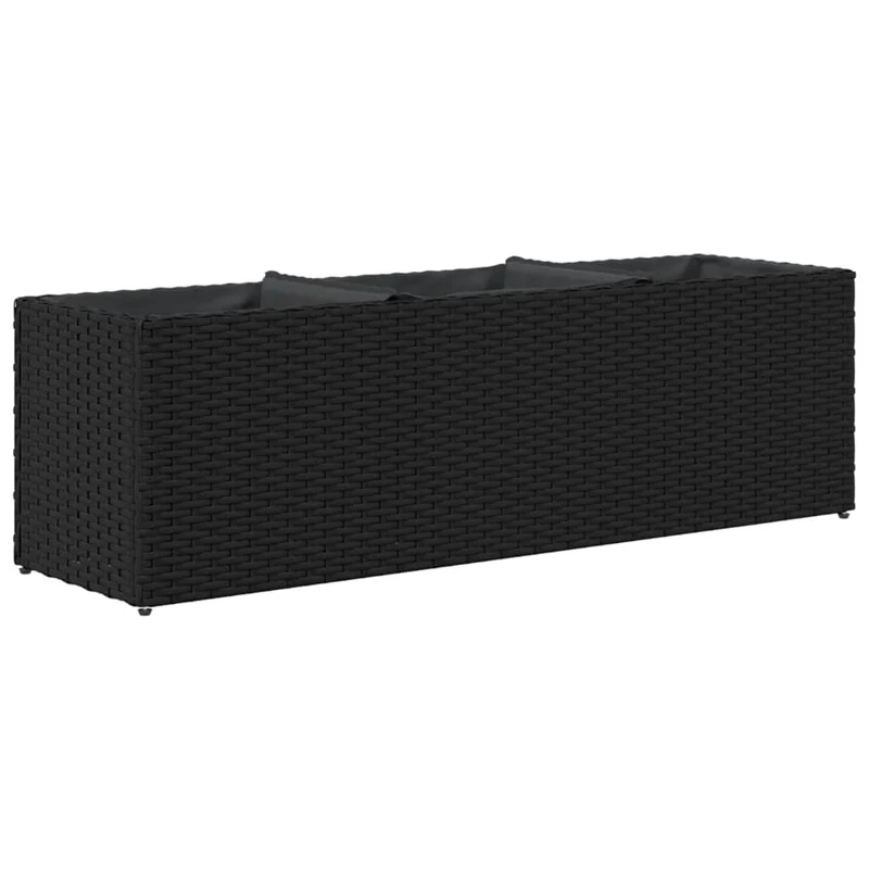 Jardinière bac lit surélevé plantes fleurs jardin terrasses avec 3 pots lot de 2 105 x 30 x 32 cm résine tressée noir 02_0038858
