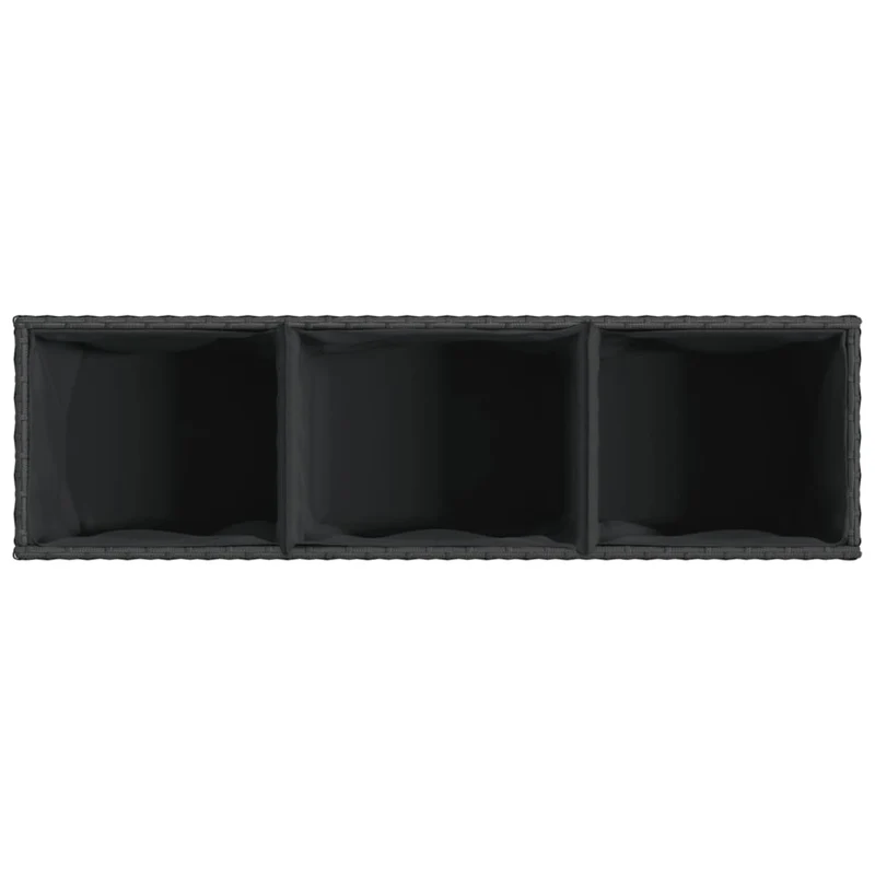 Jardinière bac lit surélevé plantes fleurs jardin terrasses avec 3 pots lot de 2 105 x 30 x 32 cm résine tressée noir 02_0038858