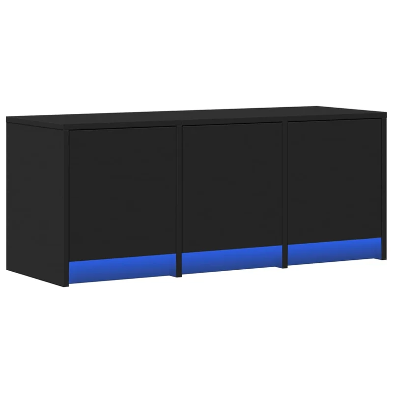 Meuble TV multimédia étagère télévision buffet téléviseur salle à manger salon chambre avec LED 97 x 34 x 40 cm bois d'ingénierie noir 02_0026459