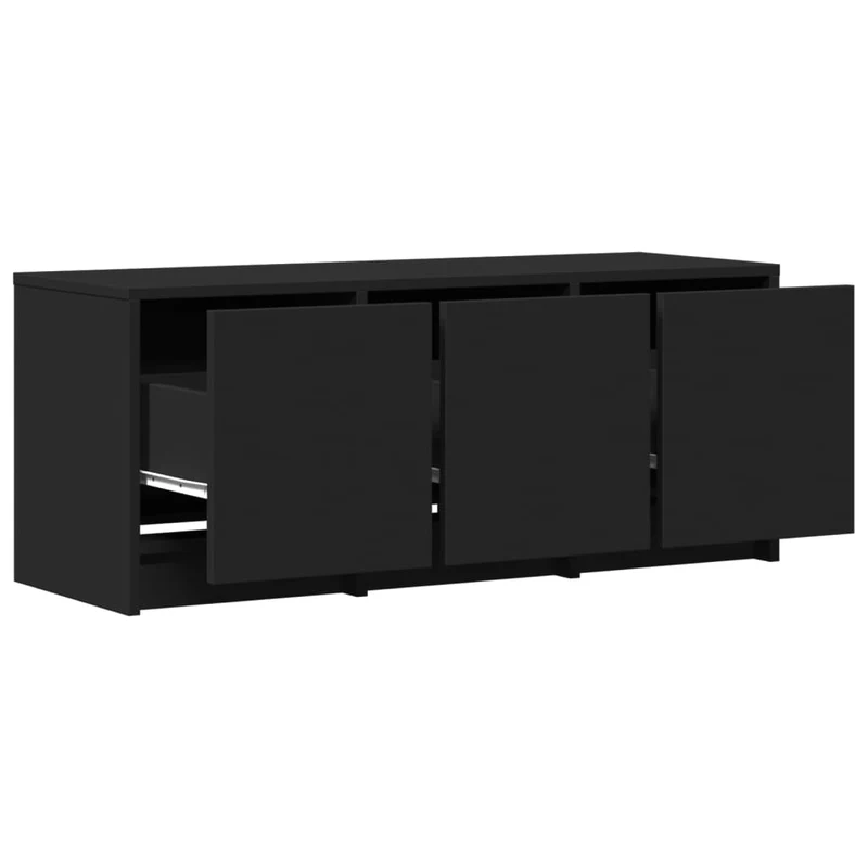 Meuble TV multimédia étagère télévision buffet téléviseur salle à manger salon chambre avec LED 97 x 34 x 40 cm bois d'ingénierie noir 02_0026459
