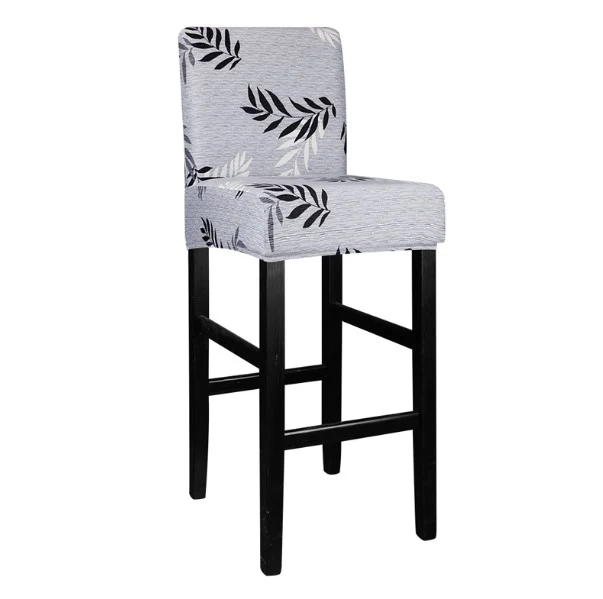 Housse de Tabouret Feuillage Gris Clair