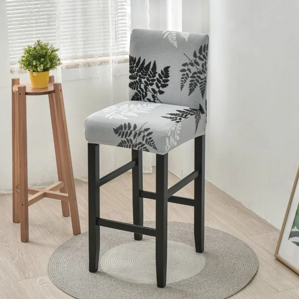 Housse de Tabouret Feuillage Gris