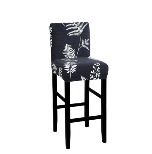 Housse de Tabouret Feuillage Bleu Marine