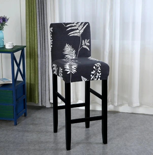 Housse de Tabouret Feuillage Bleu Marine