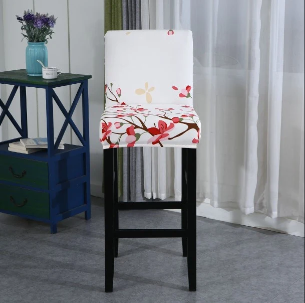 Housse de Tabouret Fleurie Blanche
