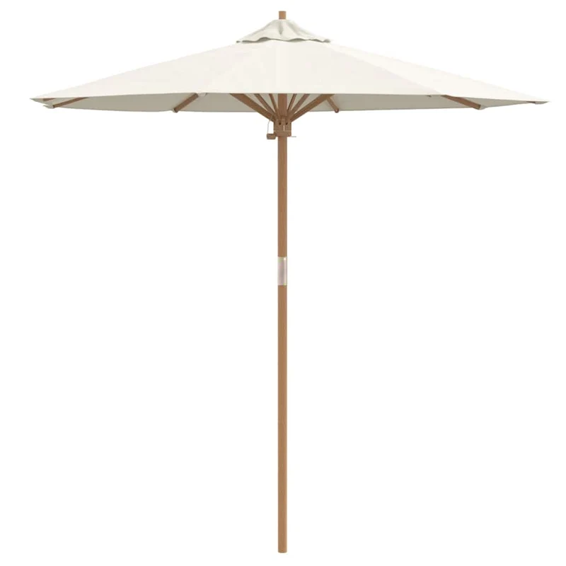 Parasol de jardin rond 270 x 260 cm léger et résistant aux intempéries style minimaliste en bambou blanc crème 02_0058242