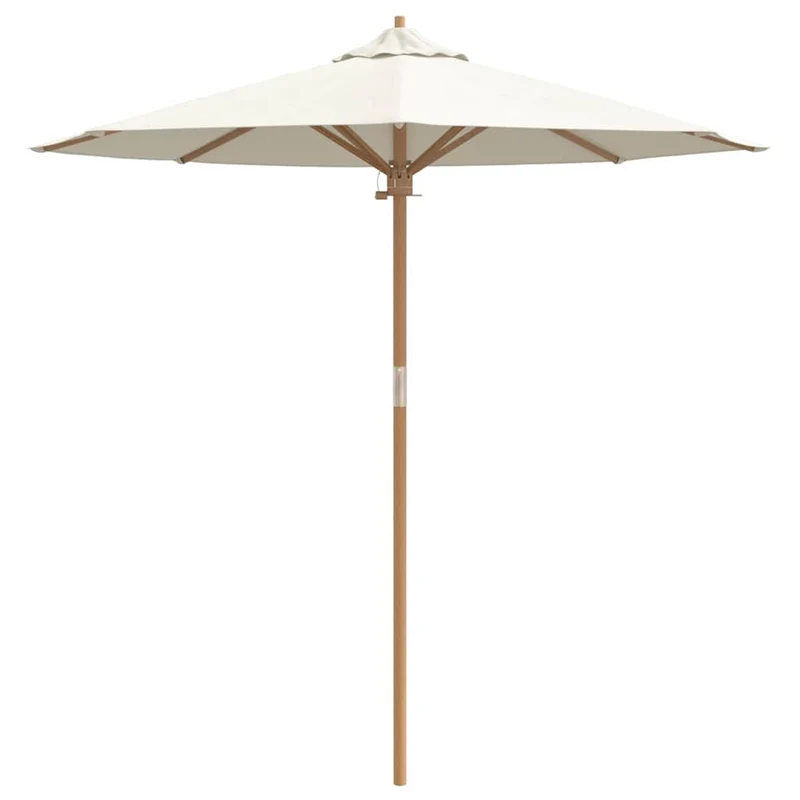 Parasol de jardin rond 270 x 260 cm léger et résistant aux intempéries style minimaliste en bambou blanc crème 02_0058242