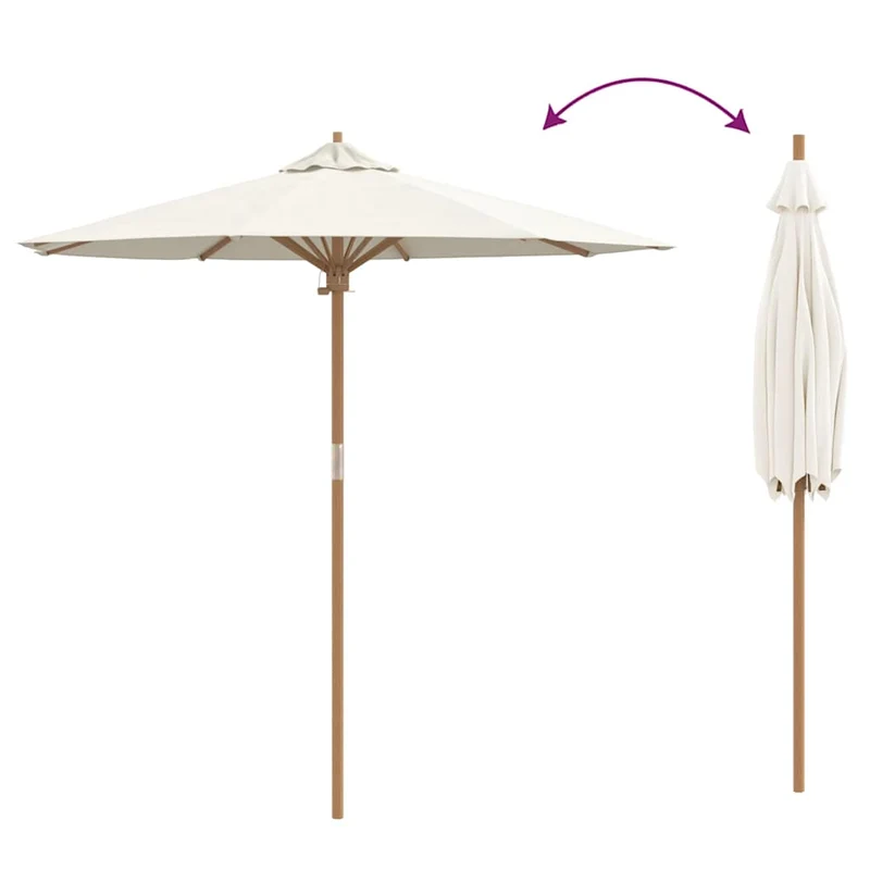 Parasol de jardin rond 270 x 260 cm léger et résistant aux intempéries style minimaliste en bambou blanc crème 02_0058242