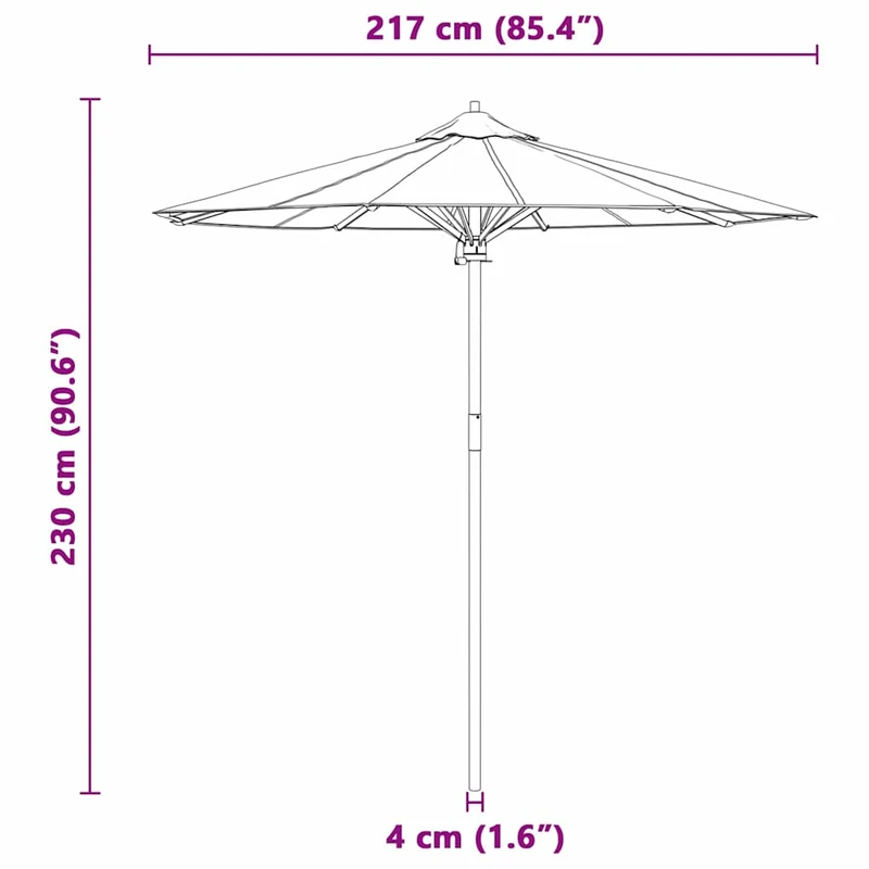 Parasol de jardin rond 270 x 260 cm léger et résistant aux intempéries style minimaliste en bambou blanc crème 02_0058242