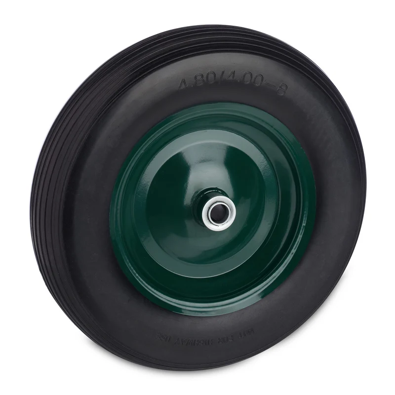 Roue de brouette 38,5 x 8 cm poids léger capacité 120 kg confort de manutention en PU noir 13_0010714