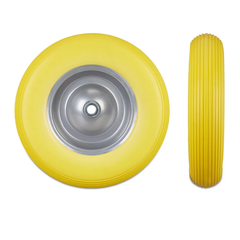 Roue de brouette increvable 39 x 9 cm confort de transport acier jaune 13_0006824