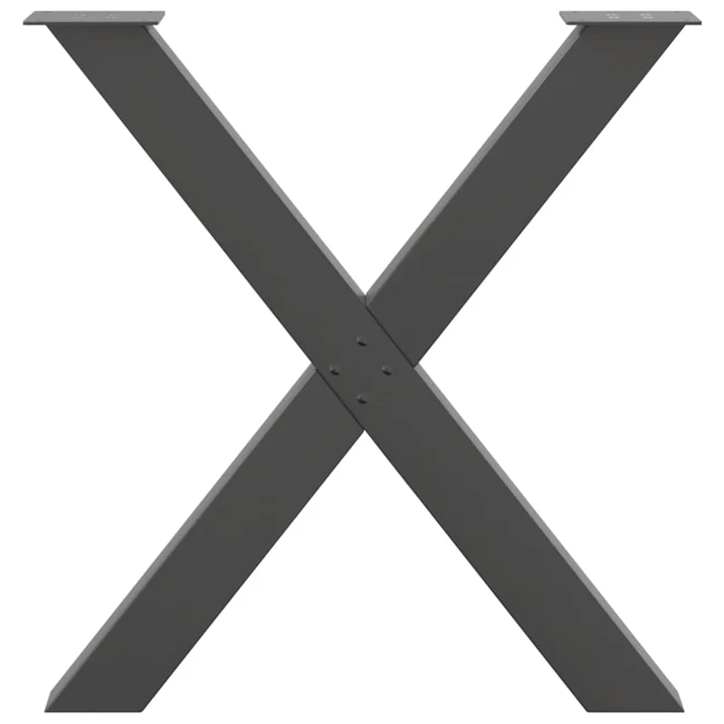 Lot de 2 pieds de table à manger en X 70 x 73 cm avec niveleurs réglables design moderne en acier anthracite 02_0057250