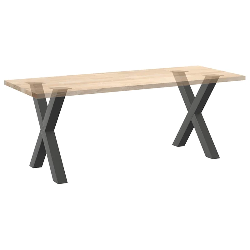 Lot de 2 pieds de table à manger en X 70 x 73 cm avec niveleurs réglables design moderne en acier anthracite 02_0057250