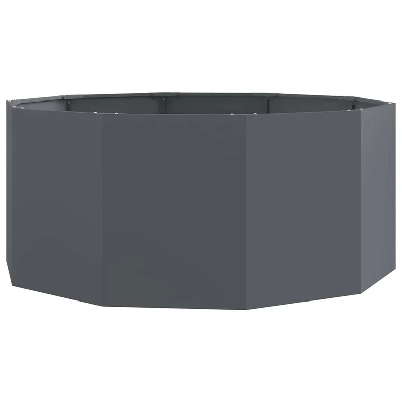 Jardinière ronde extérieure 120 x 120 x 50 cm design moderne facile à assembler en acier anthracite 02_0052987