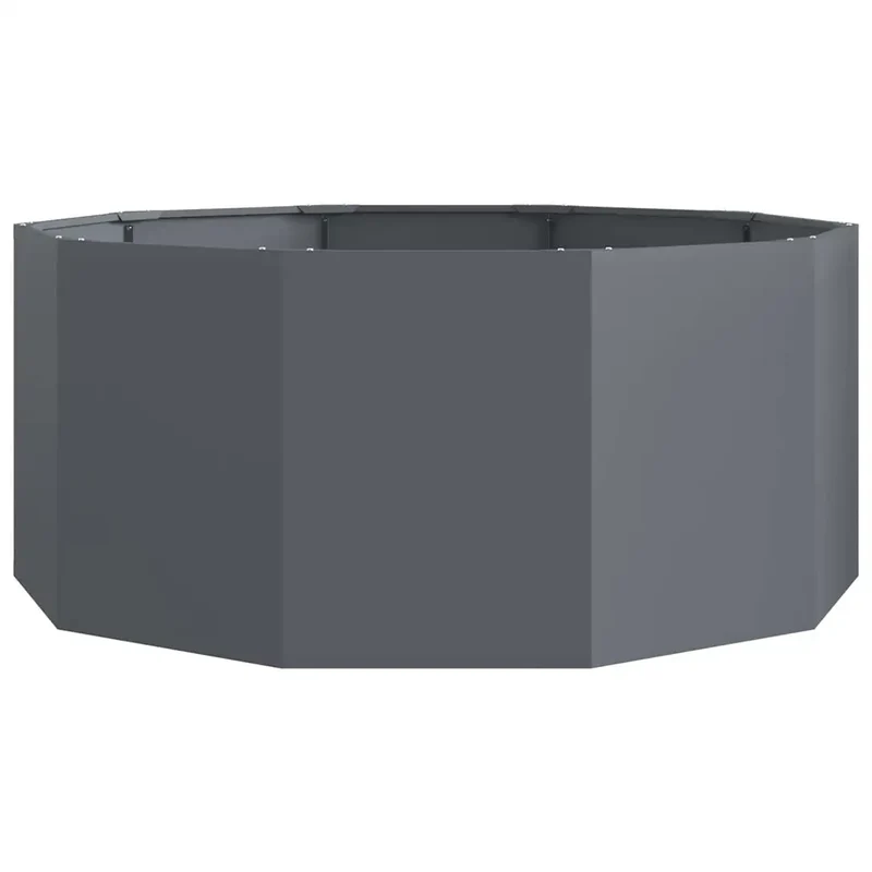 Jardinière ronde extérieure 120 x 120 x 50 cm design moderne facile à assembler en acier anthracite 02_0052987