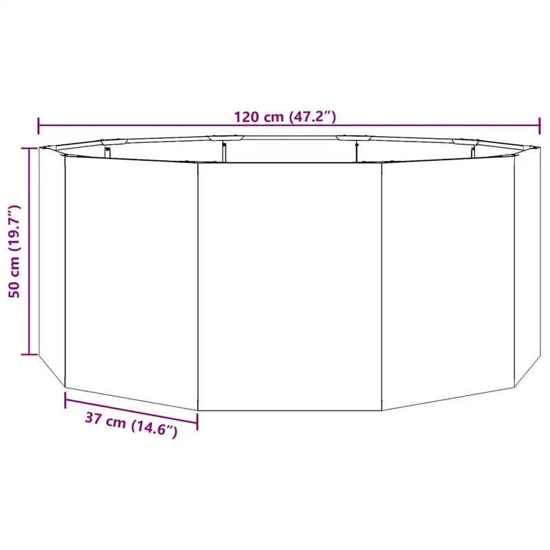 Jardinière ronde extérieure 120 x 120 x 50 cm design moderne facile à assembler en acier anthracite 02_0052987