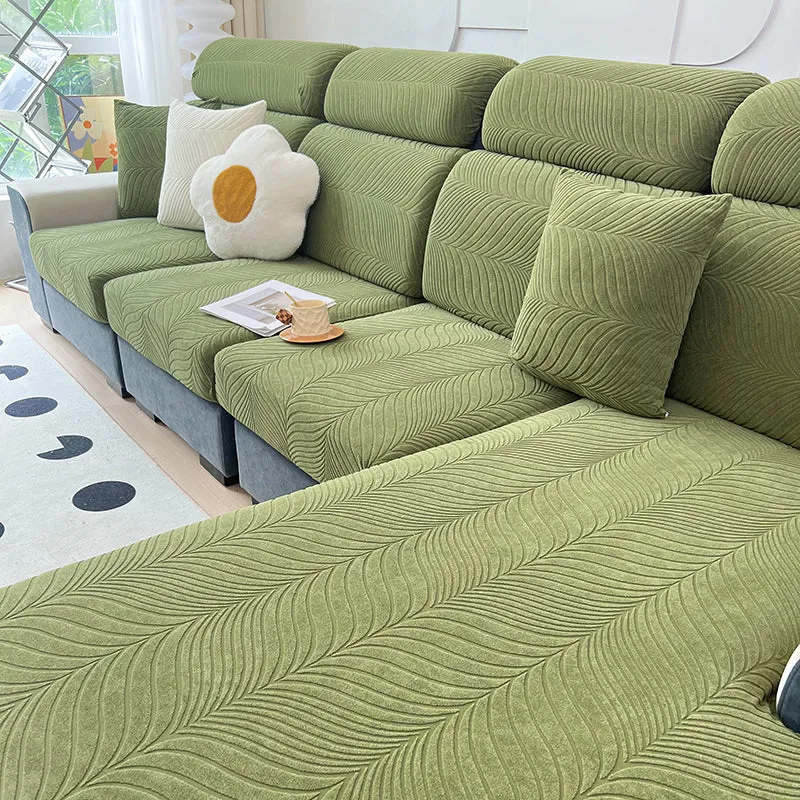 Housse de Coussin Canapé Jacquard Antidérapante Vert