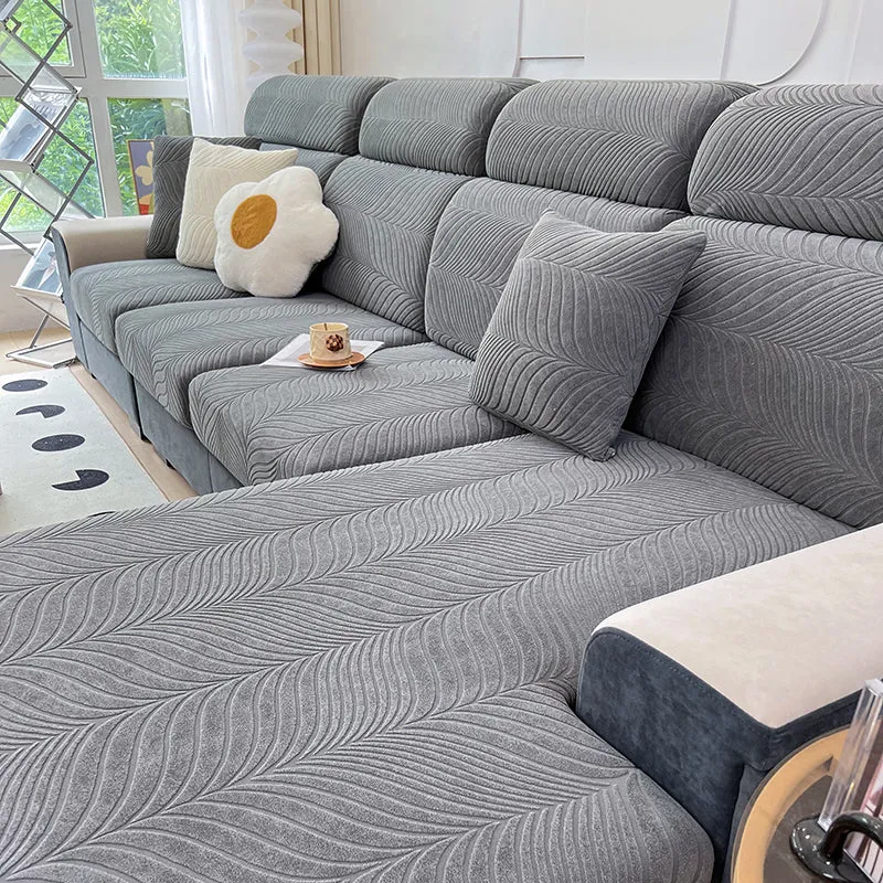 Housse de Coussin Canapé Jacquard Antidérapante Gris