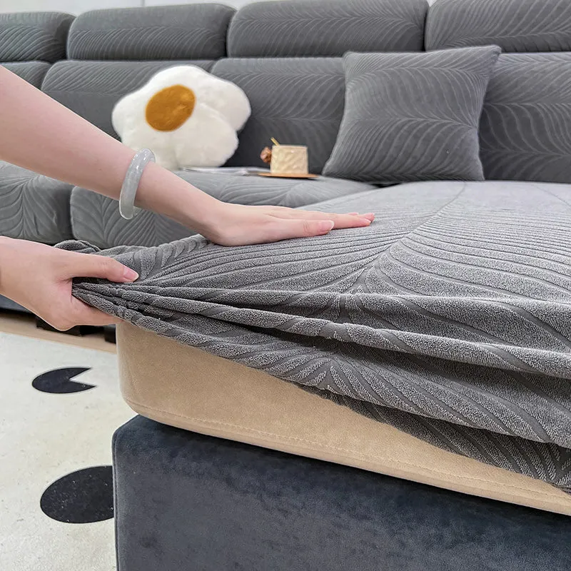 Housse de Coussin Canapé Jacquard Antidérapante Gris