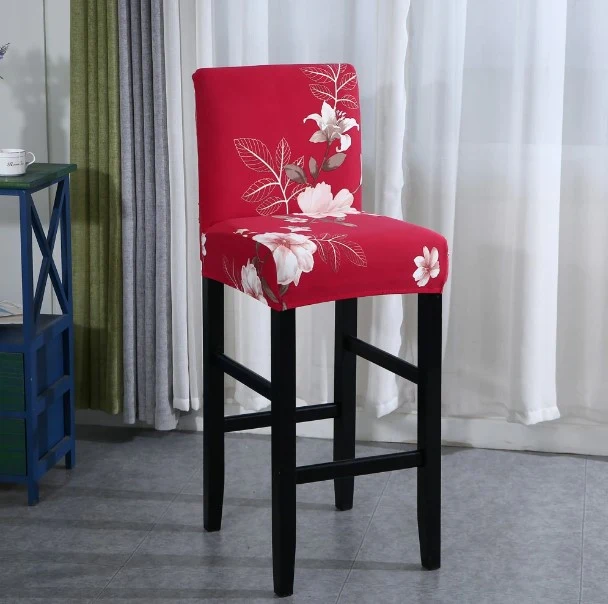 Housse de Tabouret Fleurie Rouge