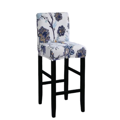 Housse de Tabouret Fleurie Bleu