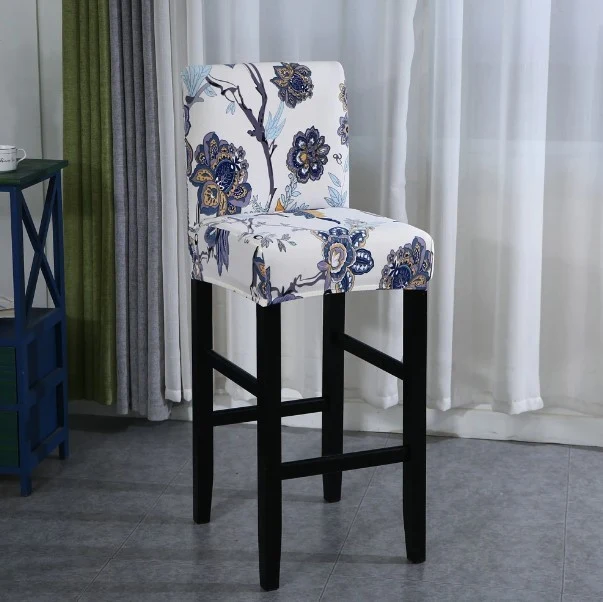 Housse de Tabouret Fleurie Bleu